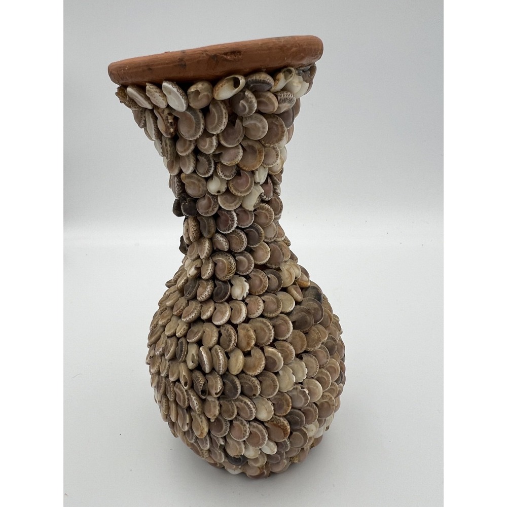 VTG Seashell Encrusted Bud Vase Coastal Beach Nautical Decor Handmade